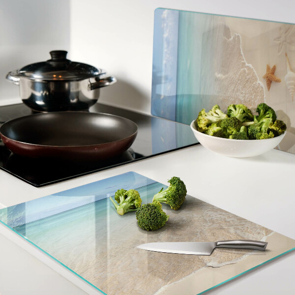 Tabla de cortar Playa con conchas y olas