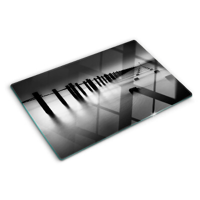 Tabla de cocina El muelle en blanco y negro