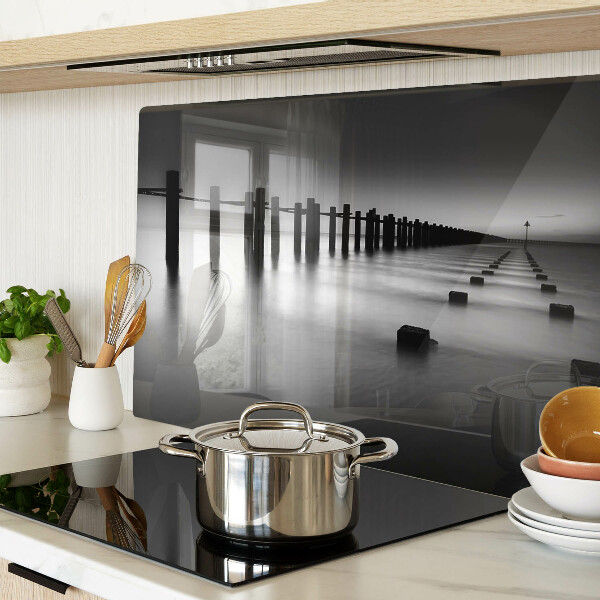 Szklana deska do krojenia Molo w czerni i bieli