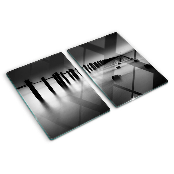 Tabla de cocina El muelle en blanco y negro