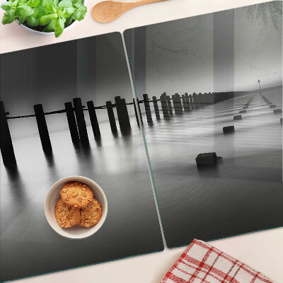 Tabla de cocina El muelle en blanco y negro