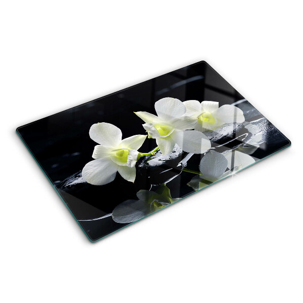 Tabla de cocina Orquídeas sobre fondo negro