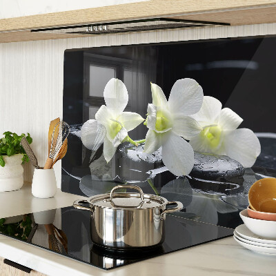 Deska kuchenna szklana Orchidee na czarnym tle