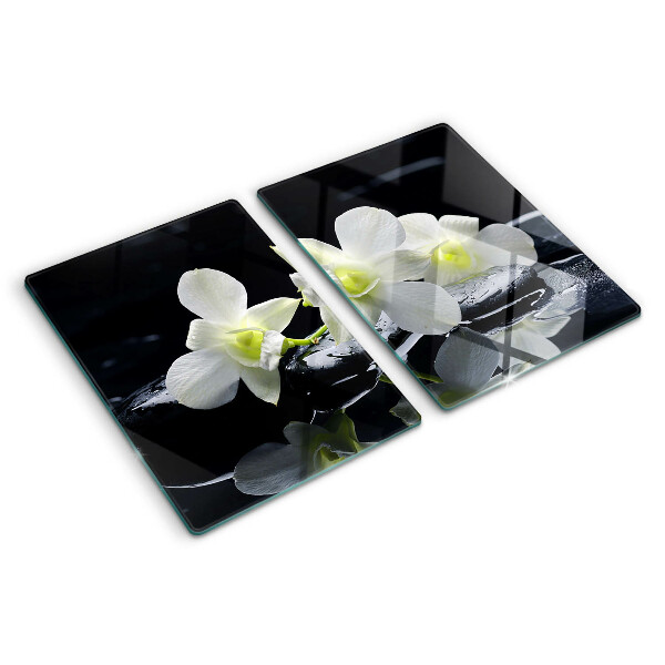 Tabla de cocina Orquídeas sobre fondo negro