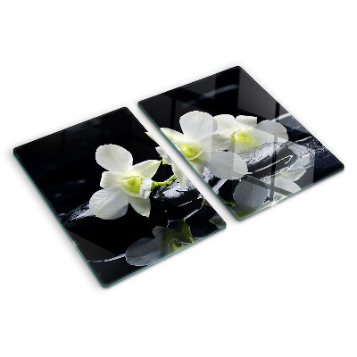 Deska kuchenna szklana Orchidee na czarnym tle