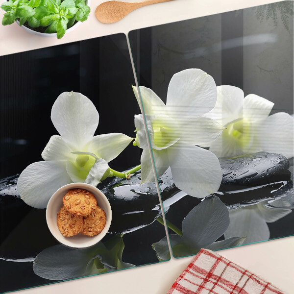 Tabla de cocina Orquídeas sobre fondo negro