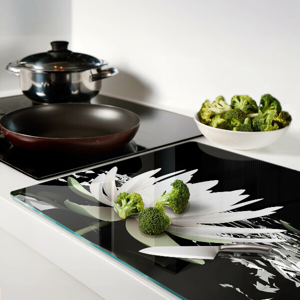 Tabla de cortar de cristal Nenúfares sobre fondo negro