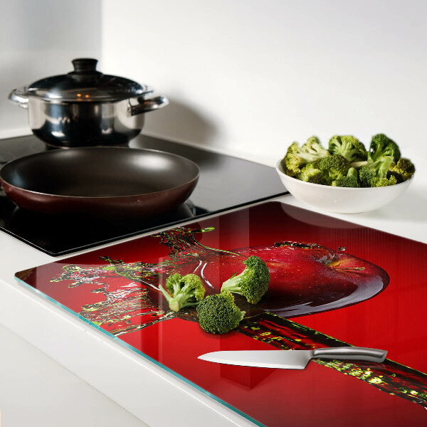 Tabla de cocina Manzana roja con agua