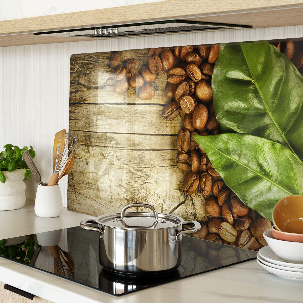 Szklana deska kuchenna Kawa i liście