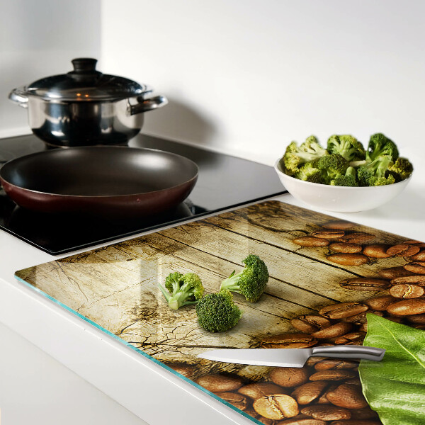 Tabla de cortar de cristal Café y hojas