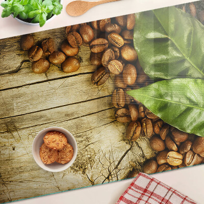 Szklana deska kuchenna Kawa i liście