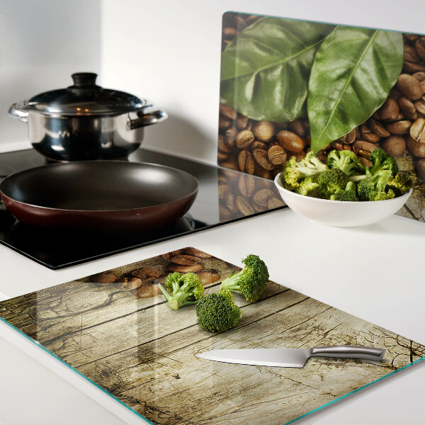 Tabla de cortar de cristal Café y hojas