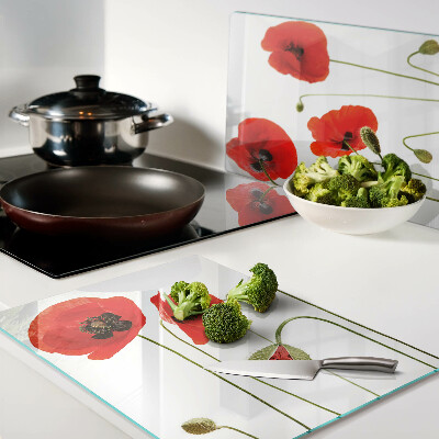 Szklana deska kuchenna Makowy kwiatowy motyw