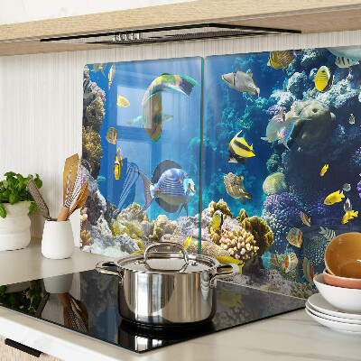 Tabla de cortar de cristal El mundo submarino del arrecife de coral