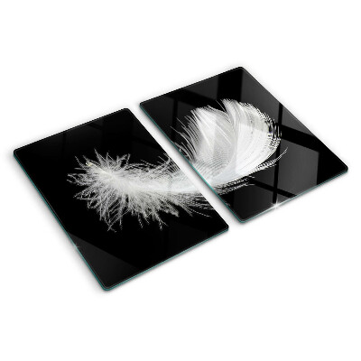 Tabla de cortar de cristal Pluma sobre fondo negro