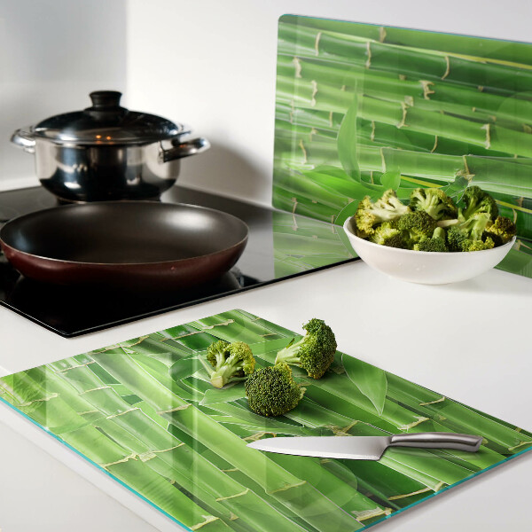 Tabla de cortar de cristal Hojas y tallos de bambú