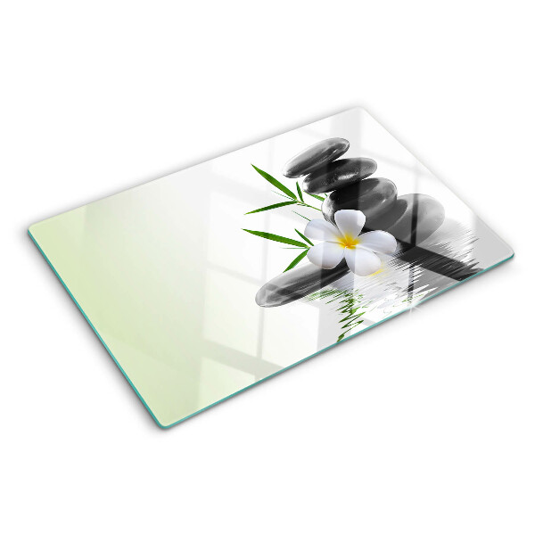 Szklana deska kuchenna Kwiaty i kamienie na wodzie