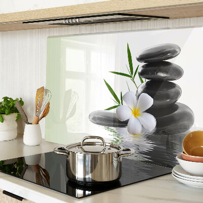 Szklana deska kuchenna Kwiaty i kamienie na wodzie