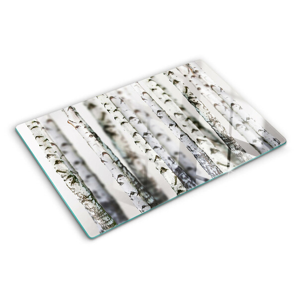 Tabla de cortar de cristal Abedules blancos en el bosque