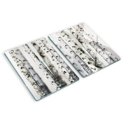 Tabla de cortar de cristal Abedules blancos en el bosque