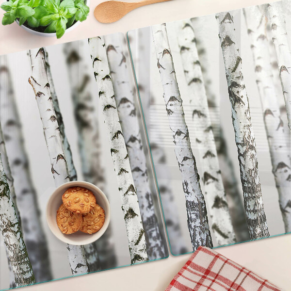 Tabla de cortar de cristal Abedules blancos en el bosque