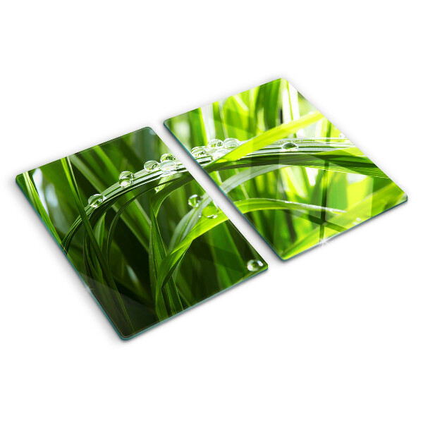 Tabla de cocina Gotas de agua sobre la hierba