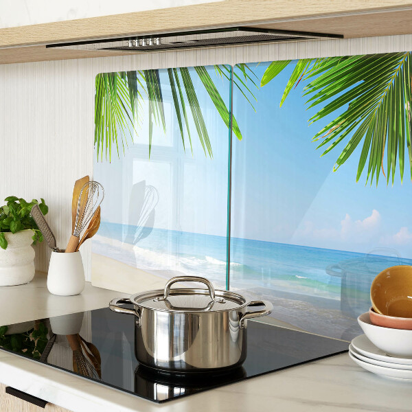 Tabla de cortar Playa tropical con palmeras