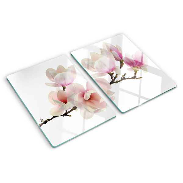 Tabla de cortar de cristal Flores de magnolia en una rama