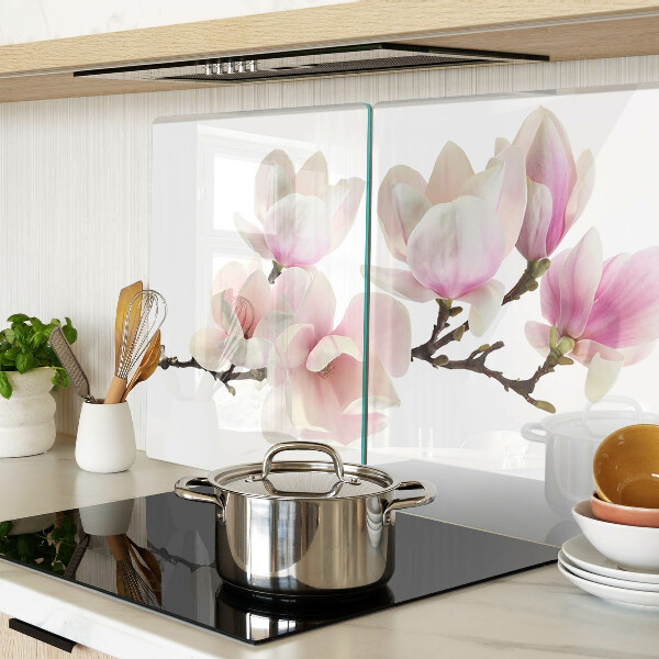 Tabla de cortar de cristal Flores de magnolia en una rama