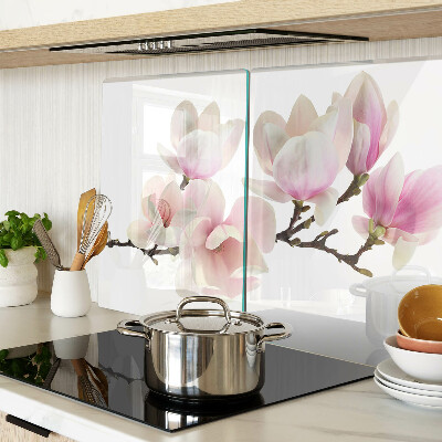 Tabla de cortar de cristal Flores de magnolia en una rama