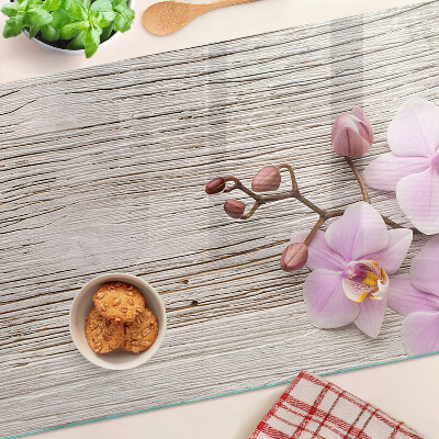 Szklana deska kuchenna Orchidee na tle drewna