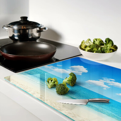 Tabla de cortar de cristal Playa con cielo azul