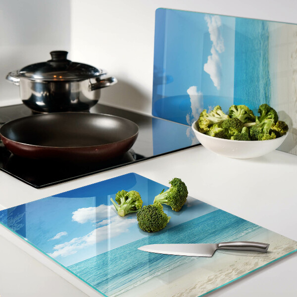 Tabla de cortar de cristal Playa con cielo azul
