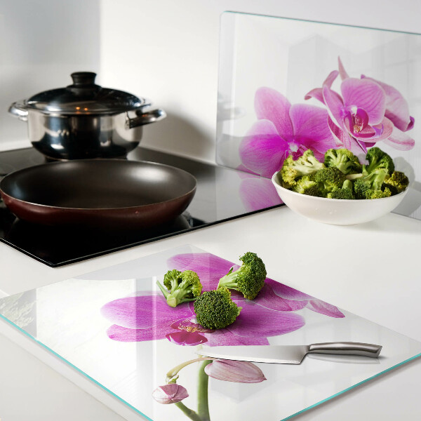 Tabla para cortar Orquídeas en tonos rosas