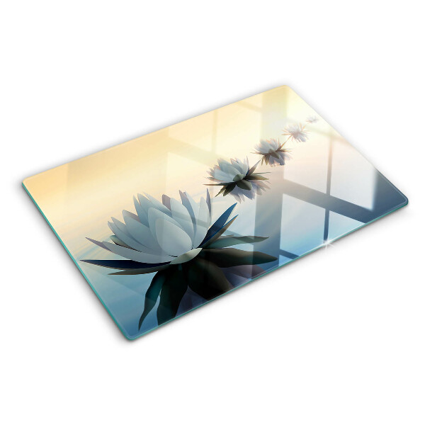 Tabla de cortar de cristal Flores de agua en tonos pastel