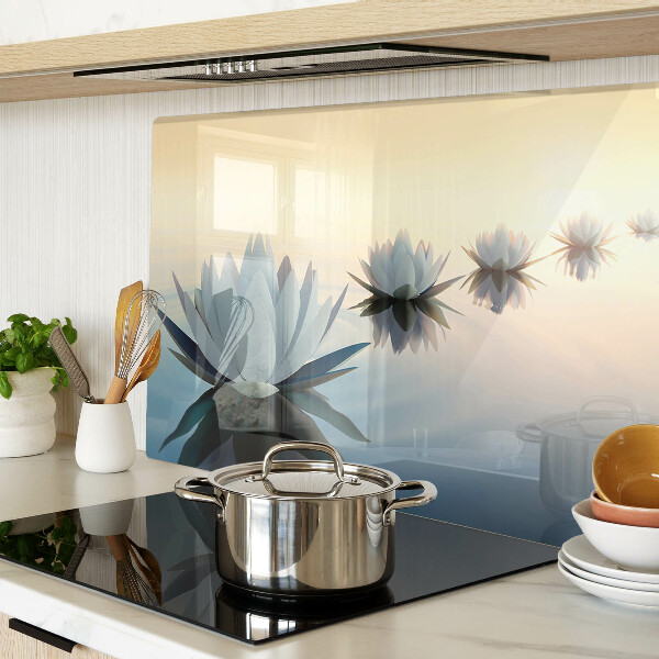 Tabla de cortar de cristal Flores de agua en tonos pastel