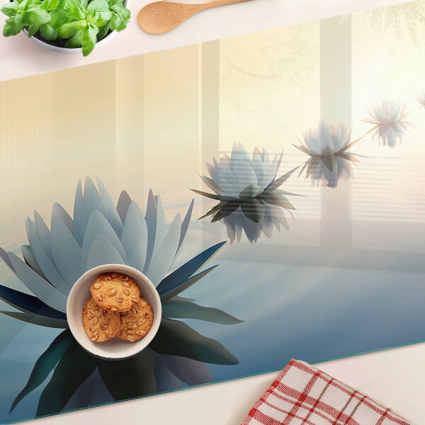 Deska kuchenna szklana Kwiaty wodne w pastelowych odcieniach