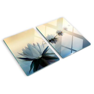 Tabla de cortar de cristal Flores de agua en tonos pastel