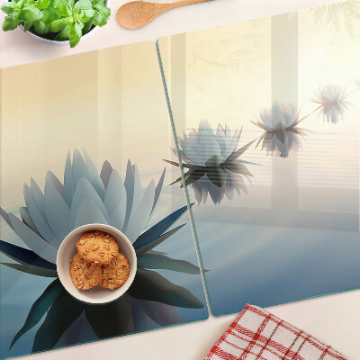 Tabla de cortar de cristal Flores de agua en tonos pastel