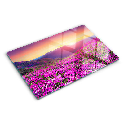 Tabla de cocina Paisaje floral al atardecer