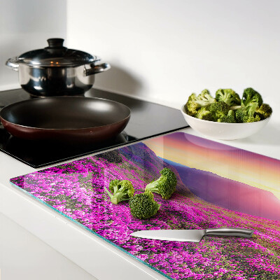 Tabla de cocina Paisaje floral al atardecer