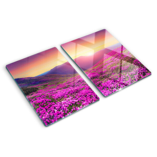 Tabla de cocina Paisaje floral al atardecer