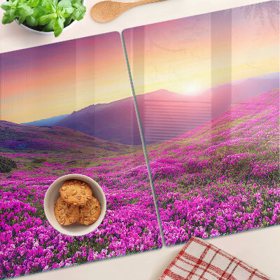Tabla de cocina Paisaje floral al atardecer