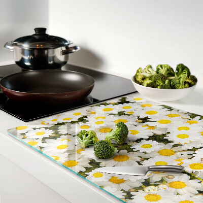 Tabla para cortar Margaritas sobre fondo blanco