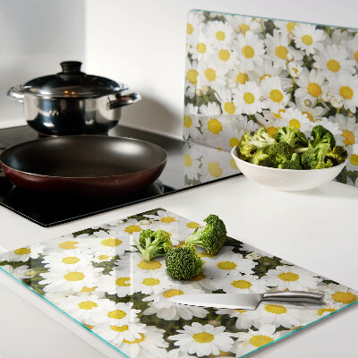 Tabla para cortar Margaritas sobre fondo blanco