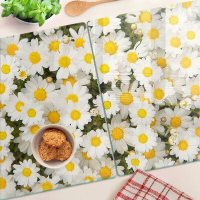 Szklana deska kuchenna Stokrotki na tle białym