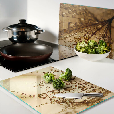 Deska kuchenna szklana Krople wody na roślinie