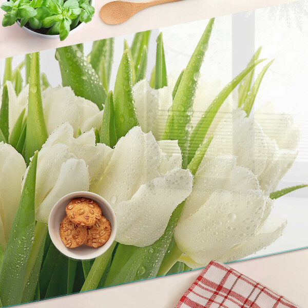 Szklana deska do krojenia Tulipany w kroplach wody