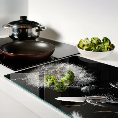 Deska kuchenna szklana Dmuchawce na czarnym tle