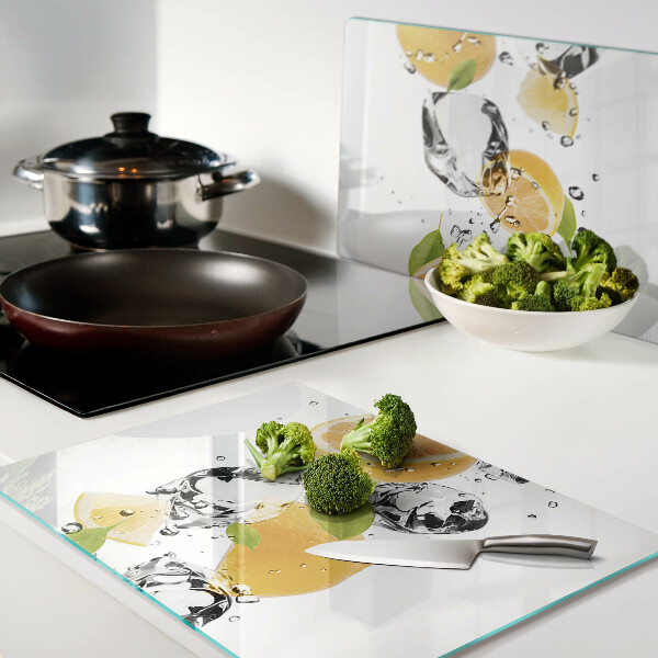 Szklana deska kuchenna Cytryny z lodem